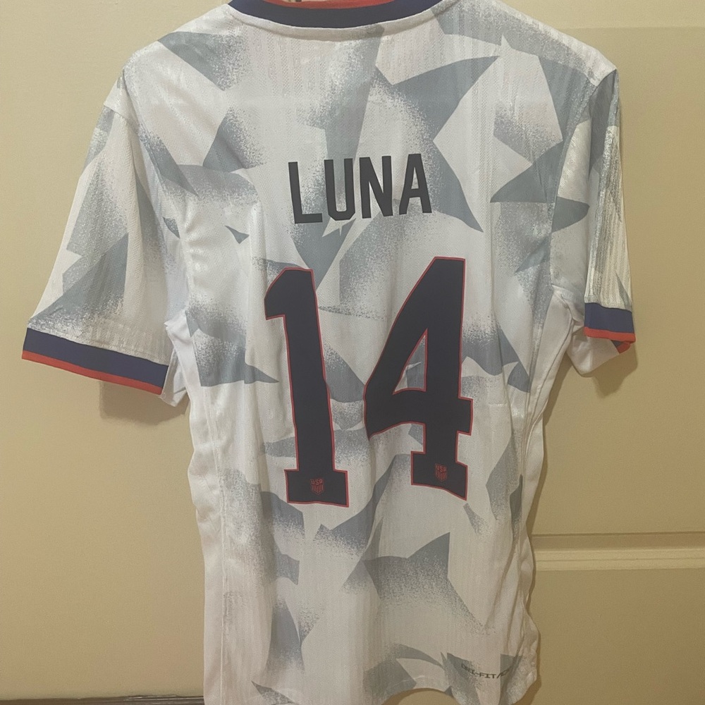 Luna USA Nike White and Gray Star Pattern Jersey Size L
